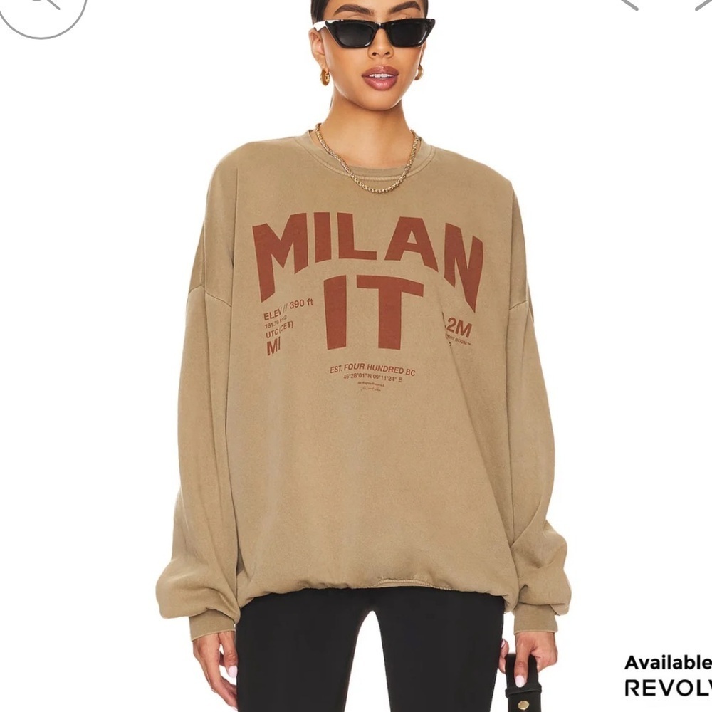 The Laundry Room Welcome To Milan sweatshirt Jumper Camel Graphic Brown top S